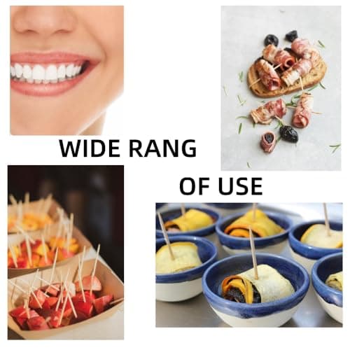 HOPELF 2400 Count Bamboo Toothpicks Skewers For Appetizer,Olive,Barbecue,Fruit,Cocktail,Teeth Cleaning,Double-Points Wooden Toothpick. — view 3