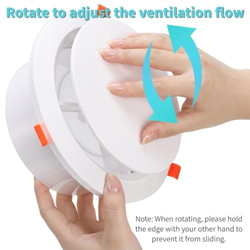 Cididu 6 Inch Round Vent Cover with Spring and Mesh Screen, ABS Adjustable Air Soffit Vent for Ceiling, Ceiling Diffuser for Bathroom, Kitchen HVAC Exhaust Duct, 5.75" Opening — view 2