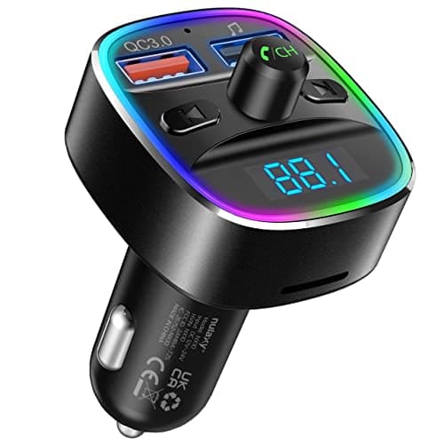 Nulaxy Bluetooth FM Transmitter for Car, Upgraded QC3.0 & 5V 1A Dual USB Charger Bluetooth Car Adapter Wireless Radio, 7-Color LED Backlit Light, Hands-Free Calling, Support USB Drive TF Card - NX10 — view 7