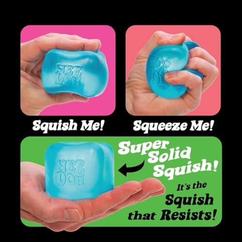 Schylling NeeDoh Nice Cube -Sensory Squeeze Toy with Super Solid Squish - 2.25" Cube - Pink — view 4