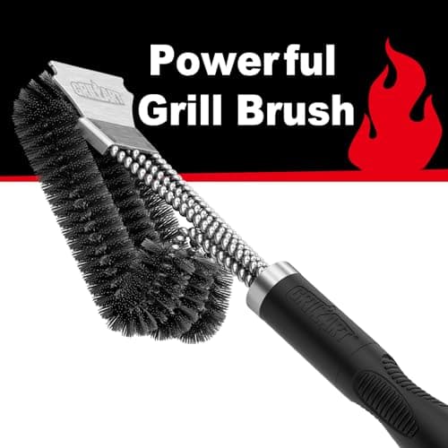 GRILLART Grill Brush and Scraper, Extra Strong BBQ Cleaner Accessories, Safe Wire Bristles Barbecue Triple Scrubbers Cleaning Brush for Gas/Charcoal Grilling Grates, Wizard Tool BR-8115 — view 2