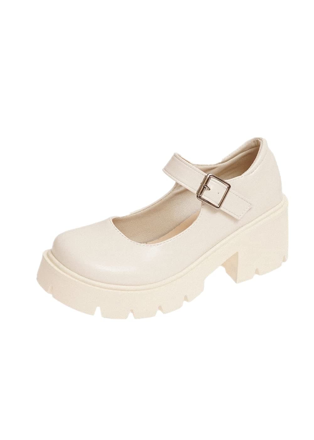 Womens Platform Mary Janes Shoes Sweet Toe Ankle Lolita Gothic Pumps Chunky Patent Leather — view 67