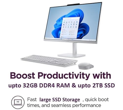 Lenovo 24" FHD All-in-One Desktop Computer for Home & Office, Intel Processor, 16GB RAM, 500GB External + 128GB PCIe, HDMI, Bluetooth 5.2, Business AIO, Vent-Hear, Wireless Keyboard & Mouse, Win 11 — view 5