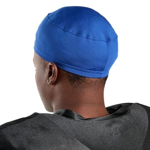 Under Armour Unisex Football Skull & Wave Cap, Cooling Helmet & Hair Cap with 4-Way Stretch & Elastic Fabric, OSFA, Royal/Black — view 3