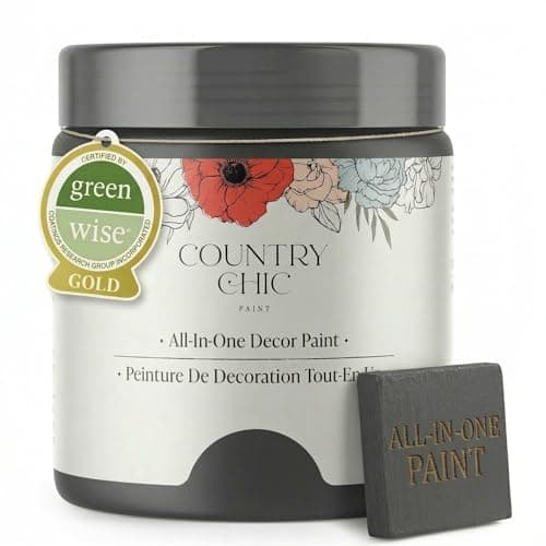 Country Chic All-in-One Chalk Paint for Furniture, Cabinets, Home Decor, Eco-Friendly, Matte Finish, Built-In Primer & Top Coat for Wood, Metal - Liquorice (Black) - 4 oz (118 ml)