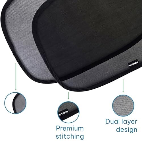 Enovoe 2 Pack Car Window Shades for Baby - 21"x14" Sun Shade Blocker, Cling - Glare Shield and UV Rays Protection for Your Child - Side Window Screens for SUV- Mesh Windows Shades for Cars — view 2