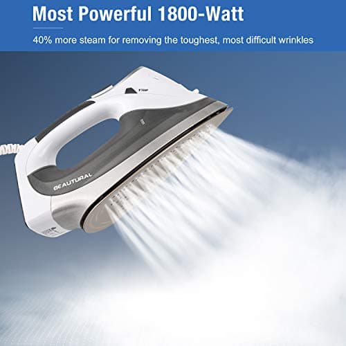 BEAUTURAL 1800-Watt Steam Iron with Digital LCD Screen, Double-Layer and Ceramic Coated Soleplate, 3-Way Auto-Off, 9 Preset Temperature and Steam Settings for Variable Fabric — view 3