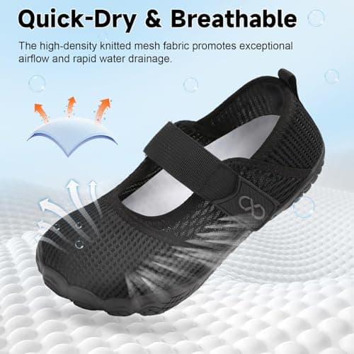 JIASUQI Barefoot Water Shoes for Women Quick-Dry Adjustable Beach Swim Pool Shoes Womens Wide Minimalist Walking Shoes Sandal for Indoor Outdoor Black,Size 9 — view 2