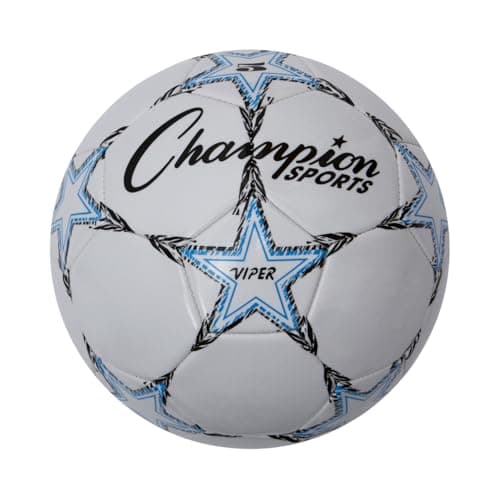 Champion Sports Viper Soccer Ball, Size 5 – Soft Touch TPU Cover, Airlock Bladder – Ages 12 & Up – Blue/Black/White