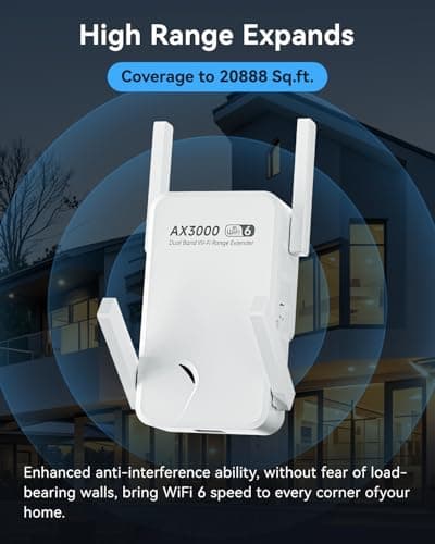 WiFi Extender Signal Booster with WiFi 6 – Up to 20888 Sq.ft Coverage, AX3000 3000Mbps Dual Band WiFi Extender for 188 Devices — view 3