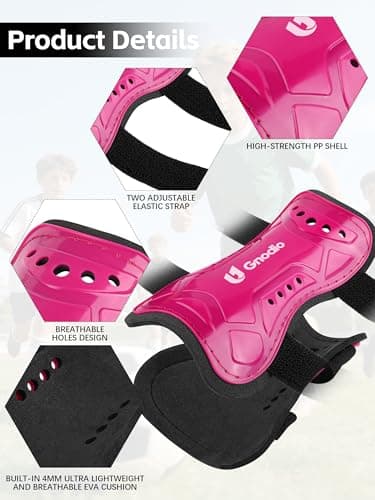 Gnodio Kids Soccer Shin Guards and Socks Youth Soccer Shin Pads Protective Defender Gear for 3-12 Years Old Toddler Children Teen Boys Girls Hot Pink S — view 2