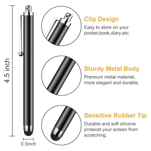 Stylus Pen [10 Pack] Universal Capacitive Touch Screen Pens for Tablets, iPad mini, iPad Pro, iPad Air, Smartphones, Samsung Galaxy - Multiple Colors