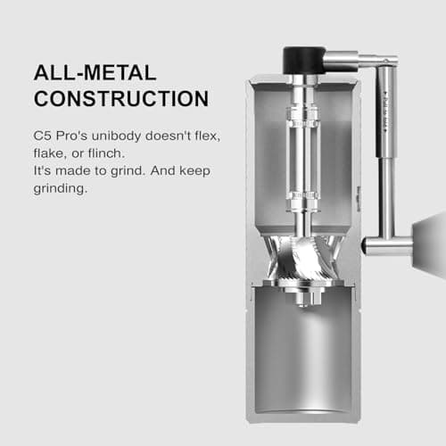 TIMEMORE C5 Pro Manual Coffee Grinder with S2C-042-III Conical Burr, 0.031mm Precision Adjustment, All-Metal Portable Hand Coffee Mill for Espresso/French Press/Pour Over - Black — view 5