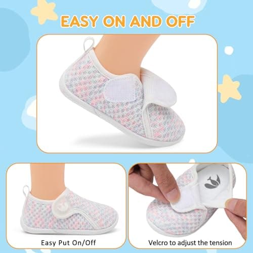JOINFREE Baby Girls Shoes Boys Sneakers Barefoot Infant First Walking Shoe Sports Sneaker Whitecolor 12-18 Month Infant — view 2