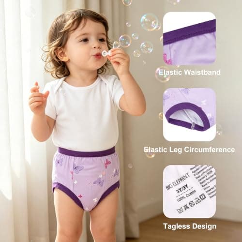 BIG ELEPHANT Toddler Training Pants, Soft Cotton Absorbent Training Underwear for Baby Boys & Girls — view 5
