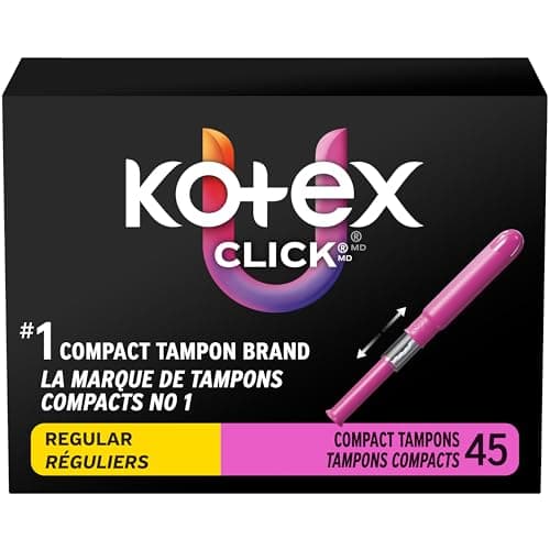 U by Kotex Click Compact Tampons, Regular Absorbency, Unscented, 45 Count