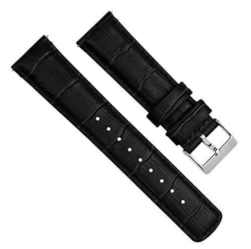 BARTON Alligator Grain - Quick Release Leather Watch Bands - Choose Color - 16mm, 18mm, 19mm, 20mm, 21mm, 22mm, 23mm, or 24mm - Black 20mm Strap — view 2