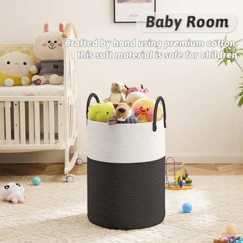 Artfeel Laundry Basket,Woven Cotton Rope Laundry Hamper,40L for Decorative Storage of Dirty Clothes,Toys and Blankets in Bathroom,Baby Room and Living Room — view 2