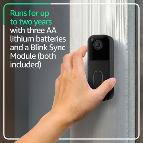 Blink Video Doorbell – Head-to-toe HD view, two-year battery life, and simple setup. Sync Module Core included – System (Black) — view 2