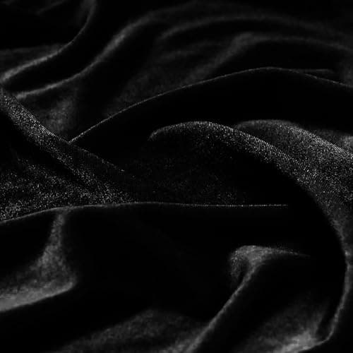 KKJIAF Black Stretch Velvet Fabric 60 Inch Wide, 1 Yard Soft Stretchy Fabric for Sewing Clothes, Apparel, Costume, Crafts - 90% Polyester 10% Spandex — view 4