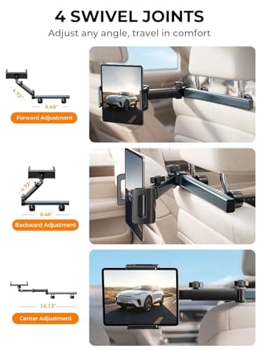 LISEN for iPad Holder Car Tablet Mount, Road Trip Essentials Toddler Kids Travel Gifts, Car Accessories for Women Interior Organizer Mens Truck 3in1 Tablet Holder for Car Camping Back Seat Headrest — view 2