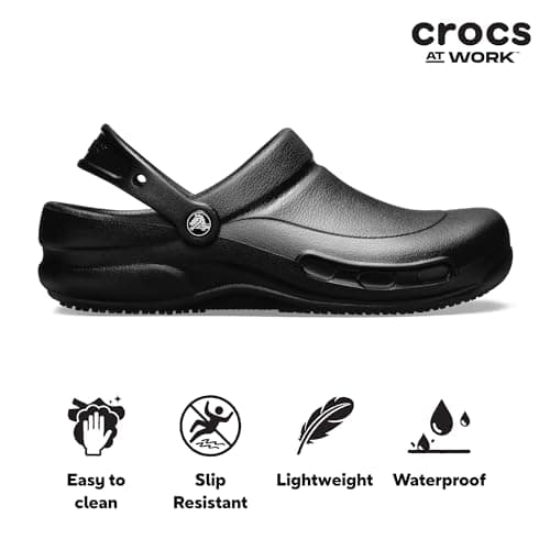 Crocs Unisex-Adult Bistro Work Clogs | Enclosed Toe | Slip Resistant | All Day Comfort, Black, 8 Women/6 Men — view 5