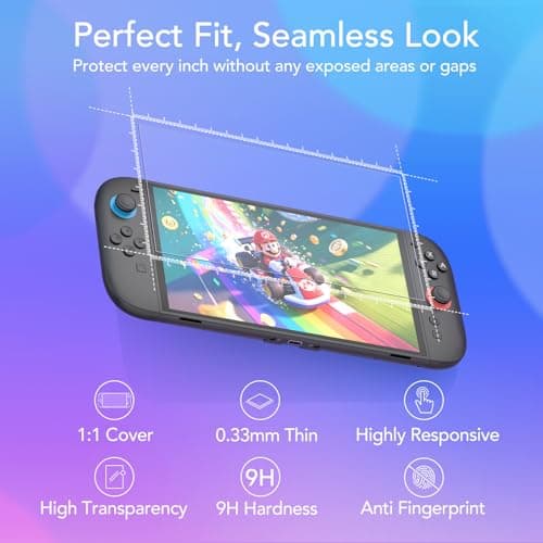 2-Pack Screen Protector Compatible with Nintendo Switch 2 [7.9 inch 2025], Tempered Glass, with Installation Frame, Bubble Free, HD-Clear, Anti-Scratch, Touch Sensitive, Full Coverage — view 4