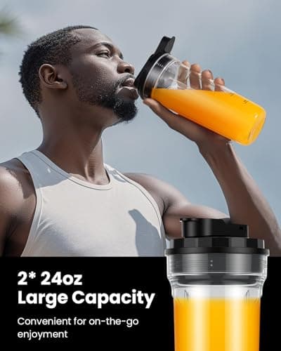 SHARDOR Smoothie Blender 900W Personal Blender with 2 * 24Oz BPA-Free Portable Cups Smoothie Maker Detachable 6-leaf Blade Mixer Blenders for Smoothies, Shakes &Juices, Cleaning Brush, Black — view 3
