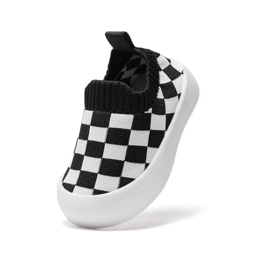 LIZISHU Baby Shoes Toddler Boy Girl Knitting Elastic Sock Shoes Non-Skid Indoor Infant Walking Shoes Breathable Outdoor Slip on Sneakers Black-17 12-18 Months