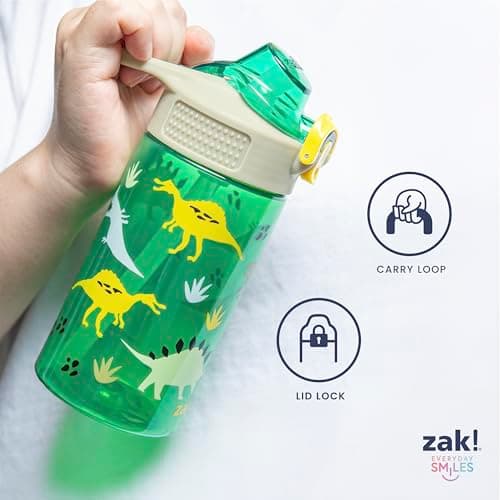 Zak Designs Sage Marvel Spider-Man Water Bottle For School or Travel, 16oz Durable Plastic Water Bottle With Straw, Handle, and Leak-Proof, Pop-Up Spout Cover (Spidey and His Amazing Friends) — view 5