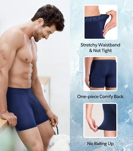 DAVID ARCHY Men's Underwear Bamboo Rayon Boxer Briefs with Fly Multipack — view 3