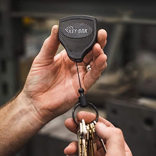 Key-Bak Super48 HD 8oz. Locking Retractable Key Holder, 48" Retractable Cord, Black Polycarbonate Case, Steel Belt Clip, Oversized Split Ring — view 3