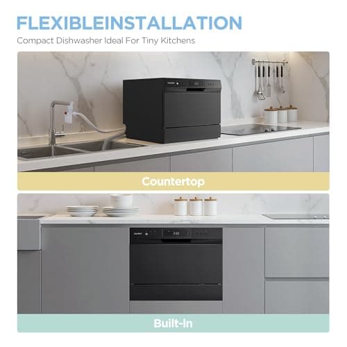 COMFEE’ Countertop Dishwasher, Energy Star Portable Dishwasher, 6 Place Settings & 8 Washing Programs, Speed, Baby-Care, ECO& Glass, Dish Washer for Dorm, RV& Apartment, Black — view 6