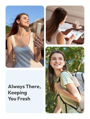 Aecooly Slim Portable Fan, Thin Handheld Fan, USB Rechargeable Mini Personal [24H Max Cooling Time], Battery Powered Small Foldable Pocket for Travel, Summer, Gifts for Women, Girls -Beige — view 2