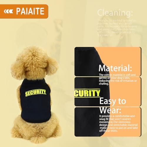 Discover Cozy Cotton Canine Wear: Soft, Lightweight, and Breathable Dog Shirt Vest with Eye-Catching Graphics(Security), Keeping Your Furry Friend Warm and Comfy! Black M — view 3