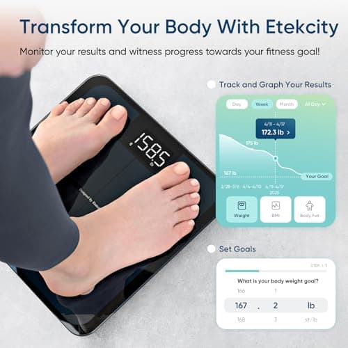 Etekcity Body Fat Scale Smart BMI Scale, Smart Weighing Scale , Bluetooth Electronic Body Analyzer Machine, Accurate Machine, 400lb Black ESF-551 — view 3