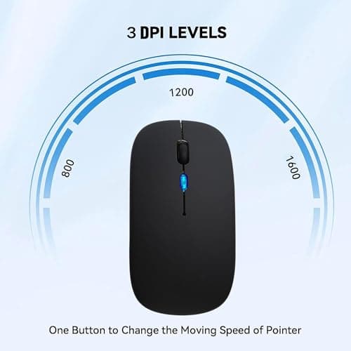 WREANU Wireless Bluetooth Mouse Rechargeable Laptop Mice with LED Lights Silent Slim Use(BT5.2 and 2.4G Portable USB) Dual Mode Computer Mouse for Laptop/iPad/Tablet/Apple/Computer/Mac (Black) — view 5