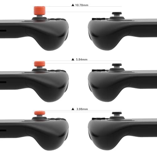 PlayVital Orange Ergonomic Stick Caps Thumb Grips for Steam Deck LCD & OLED, for PS Portal Remote Player - with 3 Height Convex and Concave - Diamond Grain & Crack Bomb Design, Set of 10 — view 5