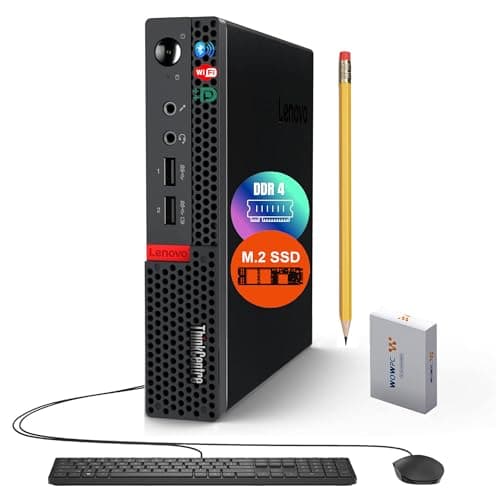Lenovo Mini Desktop PC, AMD Processor, 4GB DDR4 RAM, 128GB PCIe SSD Drive, Dual Display Ports, Wi-Fi & Bluetooth, USB & RJ-45, Compact Design for Home & Business, w/Keyboard & Mouse