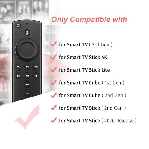 Replacement Remote for Fire Smart TV 3rd Gen, Compatible with FireStick (4K Max, 4K, HD), TV Stick (2nd Gen/3rd Gen), TV Cube (1st/2nd Gen/3rd Gen) Not for Insignia-TCL Series TVs