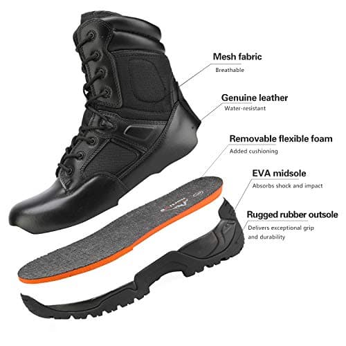 NORTIV 8 Men's Military Tactical Boots Combat Hiking,Black,9.5 — view 4