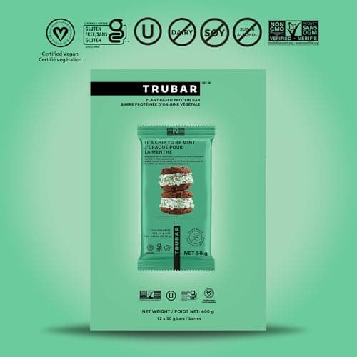 TRUBAR Vegan Protein Bar, It’s Mint to Be Chip, Gluten Free, Plant Based High Fiber, Dairy Free, Low Fat, Non GMO, No Sugar Alcohols, 12G Lean Protein, 13G Fiber, Healthy Snack Bars, 12 CT — view 5