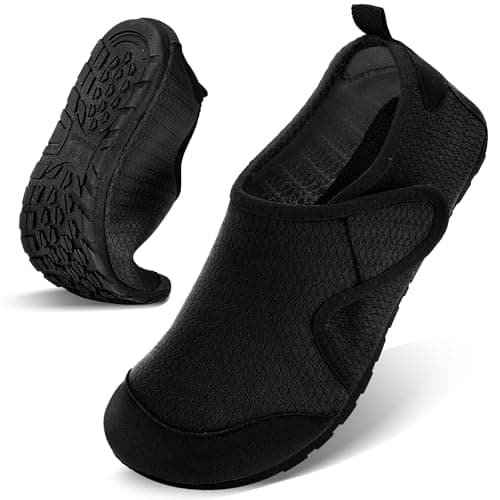 Water Shoes for Women Men Barefoot Beach Swim Aqua Socks Summer Wide Slides Sandals Quick Dry Pool River Sea Sock Shoes (Black, US Footwear Size System, Adult, Men, Numeric Range, Medium, 5, 6)
