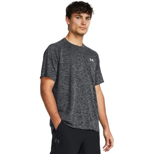 Under Armour Men's Tech Textured Short Sleeve T Shirt, (001) Black / / White, X-Large