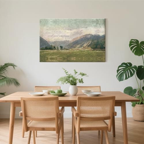 CHDITB Numbers 6:24-26 May The Lord Bless You Wall Art(24"x16"), Jesus Christian Bible Verse Scripture Canvas Artwork, Abstcat Watercolor Mountain Landscape Nature Decor for Home Dining Room Christ Gift — view 2