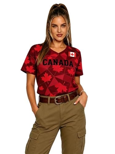 MEESHEEP Canada Shirt Women 2026 World Soccer Fans T-Shirts Football Jersey Canadian National Day Tees — view 4