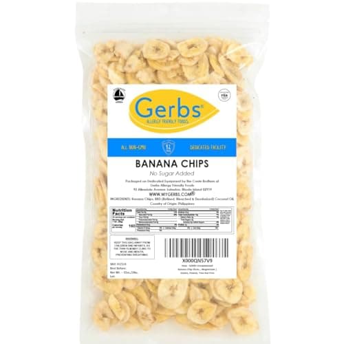 Gerbs Banana Chips Unsweetened, 2 LBS – Unsulfured & Preservative Free - Top 14 Allergy Friendly & Non GMO - Product of Philippines — view 3