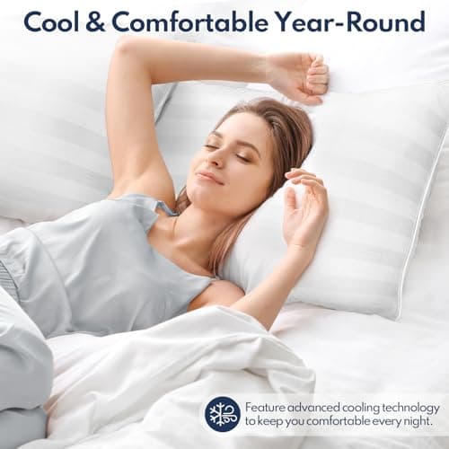 HEYCUZI Pillows Queen Size 2 Pack for Sleeping - Premium Down Alternative Cooling Bed Pillow for Side, Back, and Stomach Sleepers Hotel Quality Fluffy Soft Microfiber Fill Breathable Skin-Friendly — view 3