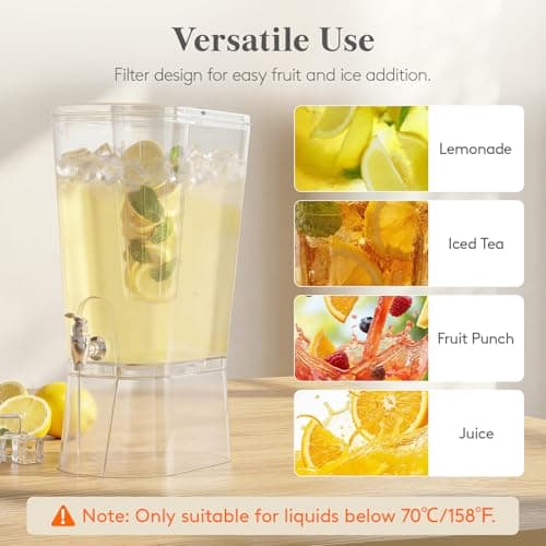 Lifewit 3 Gallon Drink Dispenser for Parties, Large Plastic Beverage Container with Fruit Infuser & Leak-Proof Spigot, BPA Free Water Pitcher for Juice/Tea/Lemonade - Ideal for Bar & Outdoor — view 8