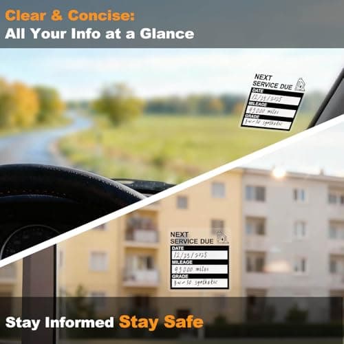 Static Cling Oil Change Stickers for Windshield, 120 Pcs 2x2 Inches No Glue No Residue Clear Next Service Due Reminder Labels for Car Window, Upgraded Transparent Removable Auto Maintenance Sticker